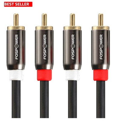 10ft 2 RCA Male to Male Audio Cable - 24K Gold Plated for Superior Sound