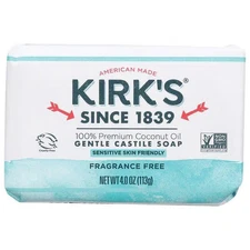 Kirk's Gentle Castile Soap, 100% Premium Coconut Oil, Fragrance Free, 4 oz Bar