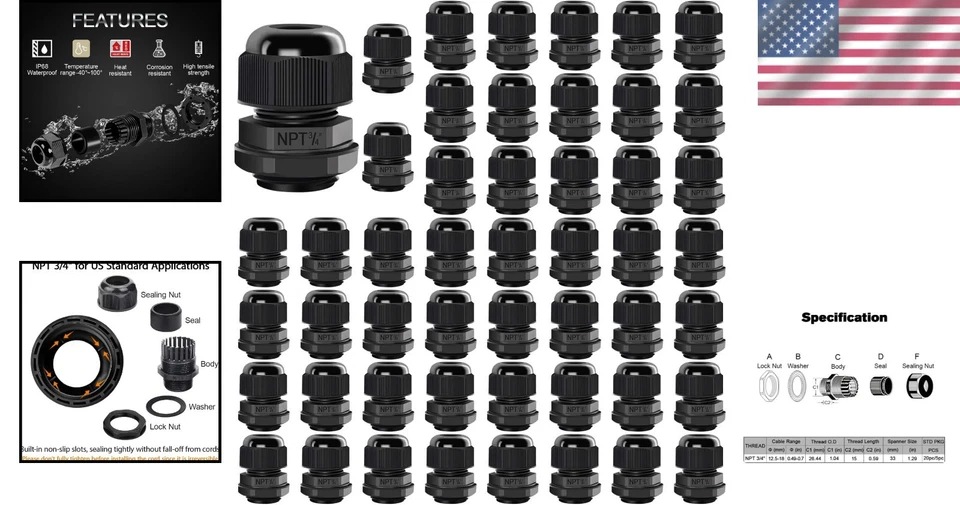 Adjustable Cable Connectors - Black Nylon Joints - Image 2 of 4