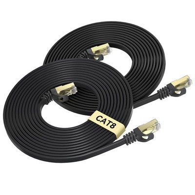2 Pack Cat 8 Ethernet Cable 15 FT 40Gbps 2000MHz High Speed LAN Internet