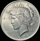 1924 Silver Peace Dollar 90% Fine Almost Uncirculated AU