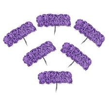 144 Pcs Mini Artificial Rose Flower Heads and Stem, Purple