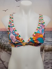 Nwt Women  s Cupshe Multicolor Bikini Top Size Extra Small With Paisley Print