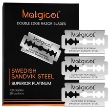 Double Edge Safety Razor Blades - 100 Count Premium Platinum Swedish Steel Bl...