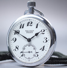 Vintage 1970 SEIKO PRECISION 9119-0020 Railway Hand Winding Pocket Watch JAPAN