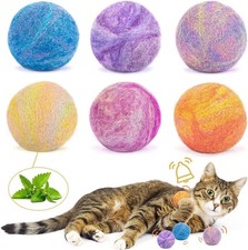 Interactive Catnip Balls with Bell - 6 Durable Wool Toys for Indoor Cats Kitte