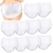 Weewooday 10 Pcs Waterproof Incontinence Underpants Plastic Pants White S