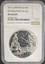 2015 Great Britain 2 Oz. Silver £100 Buckingham Palace NGC MS 68 DPL