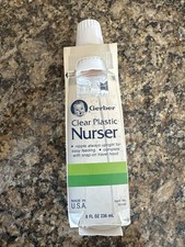 VTG New Gerber Baby Bottle Clear Plastic Nurser Feeding 8oz Rubber Nipple NOS