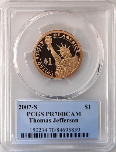 2007-S Presidential Dollar Thomas Jefferson Proof — photo from the most recent tracked eBay sale