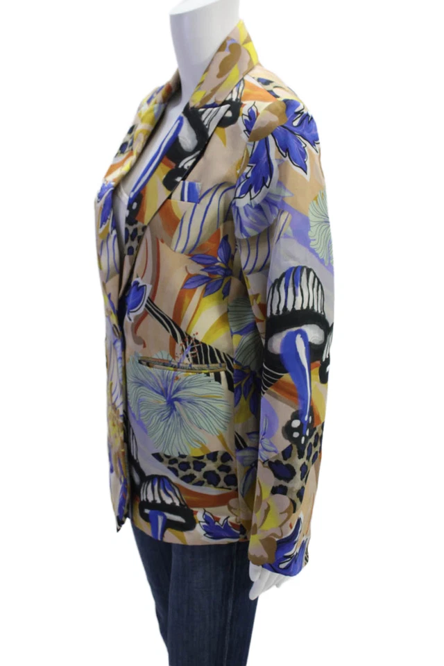 Blazer Las Surenas Mujer Floral Un Botón Manga Larga Forrado Multicolor Talla M Foto 3 de 4