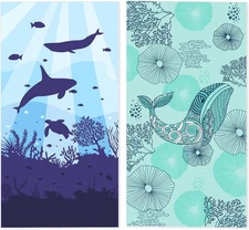 Airensky Microfiber Beach Towel, Oversized Pool Towel 72" x 36", Shark+Dolphin