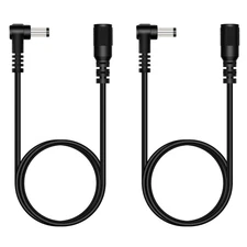 2-Pack 3FT 5.5mm x 2.1mm DC Power Extension Cable, Straight to Right Angle, M...
