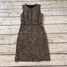 J.Crew Dress Womens 4 Leopard Print Sleeveless Sheath Back Zipper