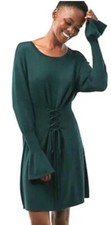 $88 EXPRESS Women XS CORSET FRONT SWEATERDRESS NWT green