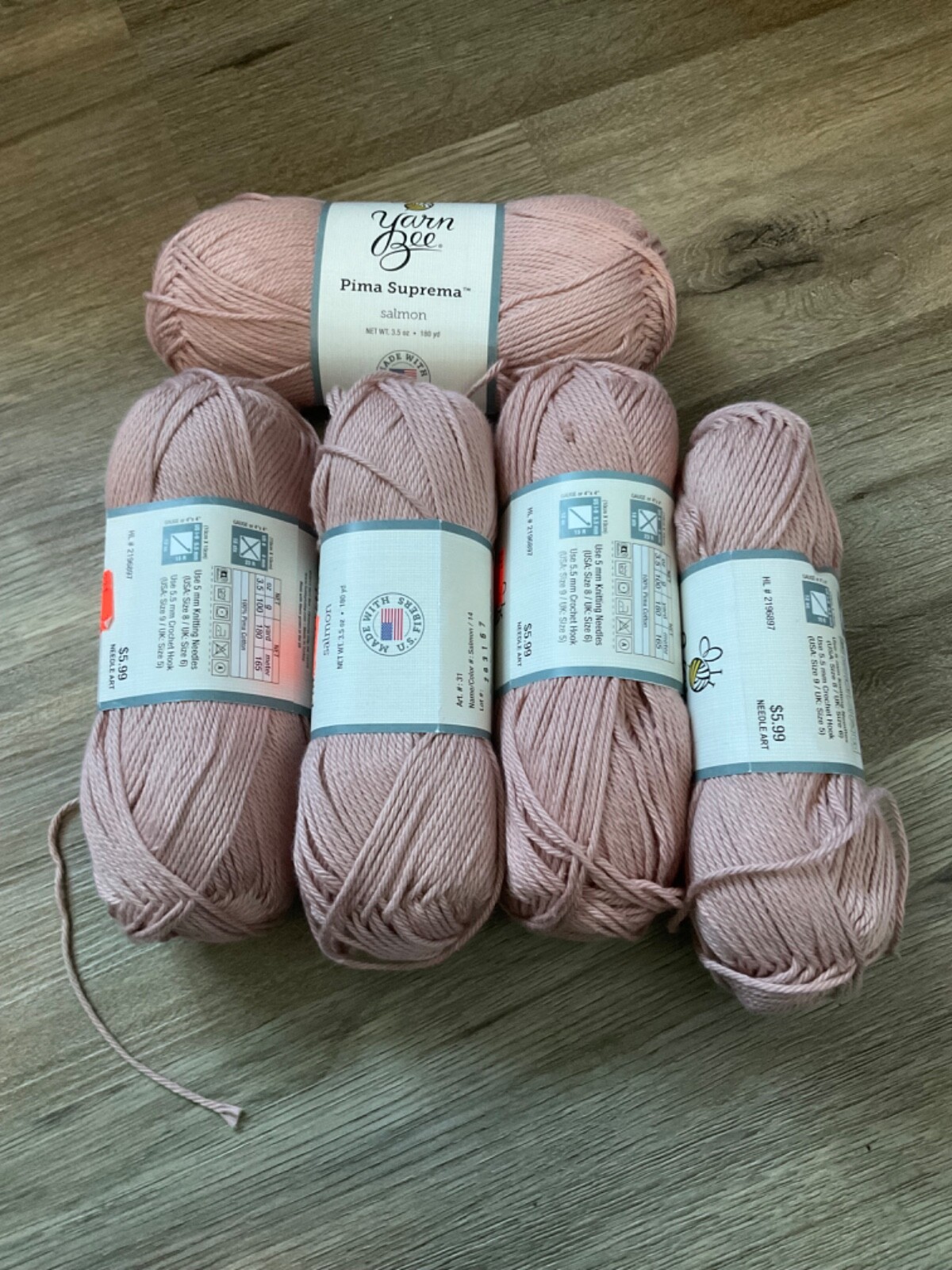 Yarn Bee Pima Suprema. Color salmon. Lot of 5 eBay