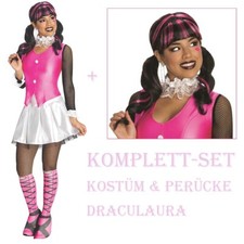 Damen Draculaura KOSTÜM & PERÜCKE / Karneval Zimmermädchen Schulmädchen Uniform