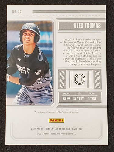 ALEK THOMAS 2018 PANINI CONTENDERS DRAFT PICKS PROSPECT TICKET AUTO /99 - Bild 2 von 2