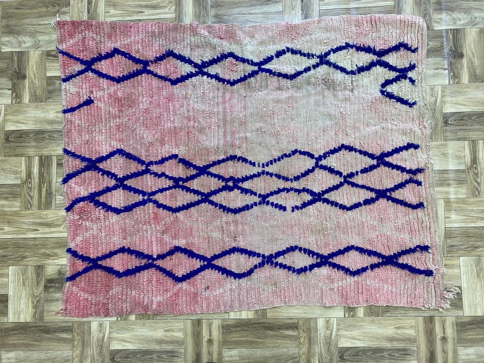 Vintage Runner Rug,Moroccan Tribal Area,Handmade Tribal Area,Berber Rug,4x5 ft - Image 2 of 4