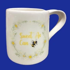 Transpac White Honey SWEET As Can BEE Yellow Black Bees 15oz Dolomite MUG New