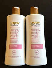 (2) Raw Sugar Joyful & Clean Body Wash Beach Rose & Coconut Milk 25 Fl. Oz Vegan