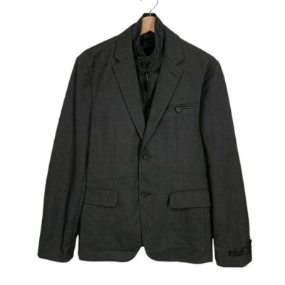Prada Mens Double Front Removable Zip Out Collar Blazer Jacket Size 48 US 38