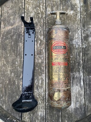 Antique Quick Aid Heavy Duty Brass Pump Fire Extinguisher Detroit Michigan Works