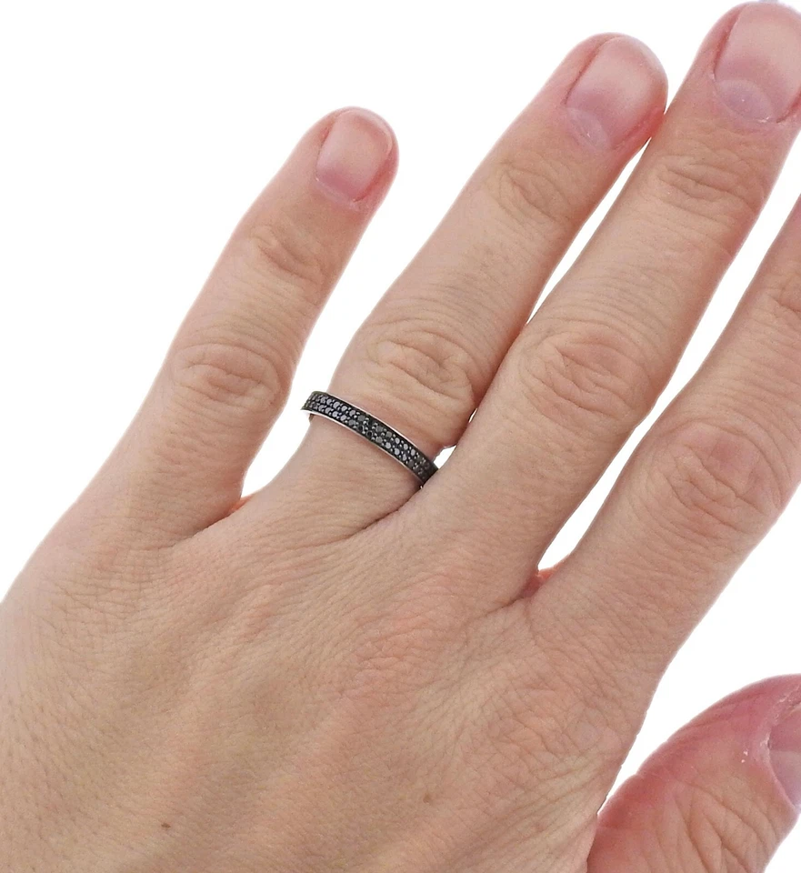 Nuevo anillo pavé de diamantes negros mágicos de oro blanco de 18 k Georg Jensen 1513 B Foto 3 de 3