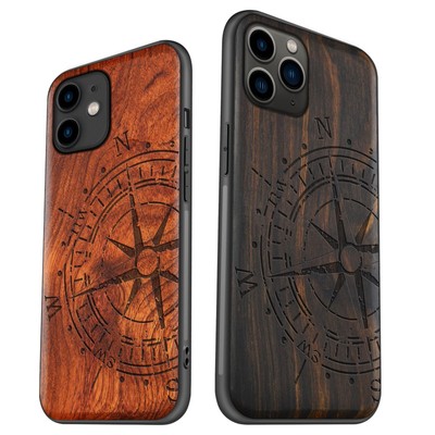 Carveit Wooden Phone Cases for iPhone 11 Pro Max / SE 2nd 3rd Cover Compass