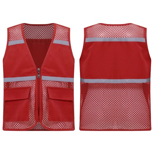 Kids Girls Boys Vest Mesh Reflective Volunteer High Visibility Activities Tops - Picture 6 of 61