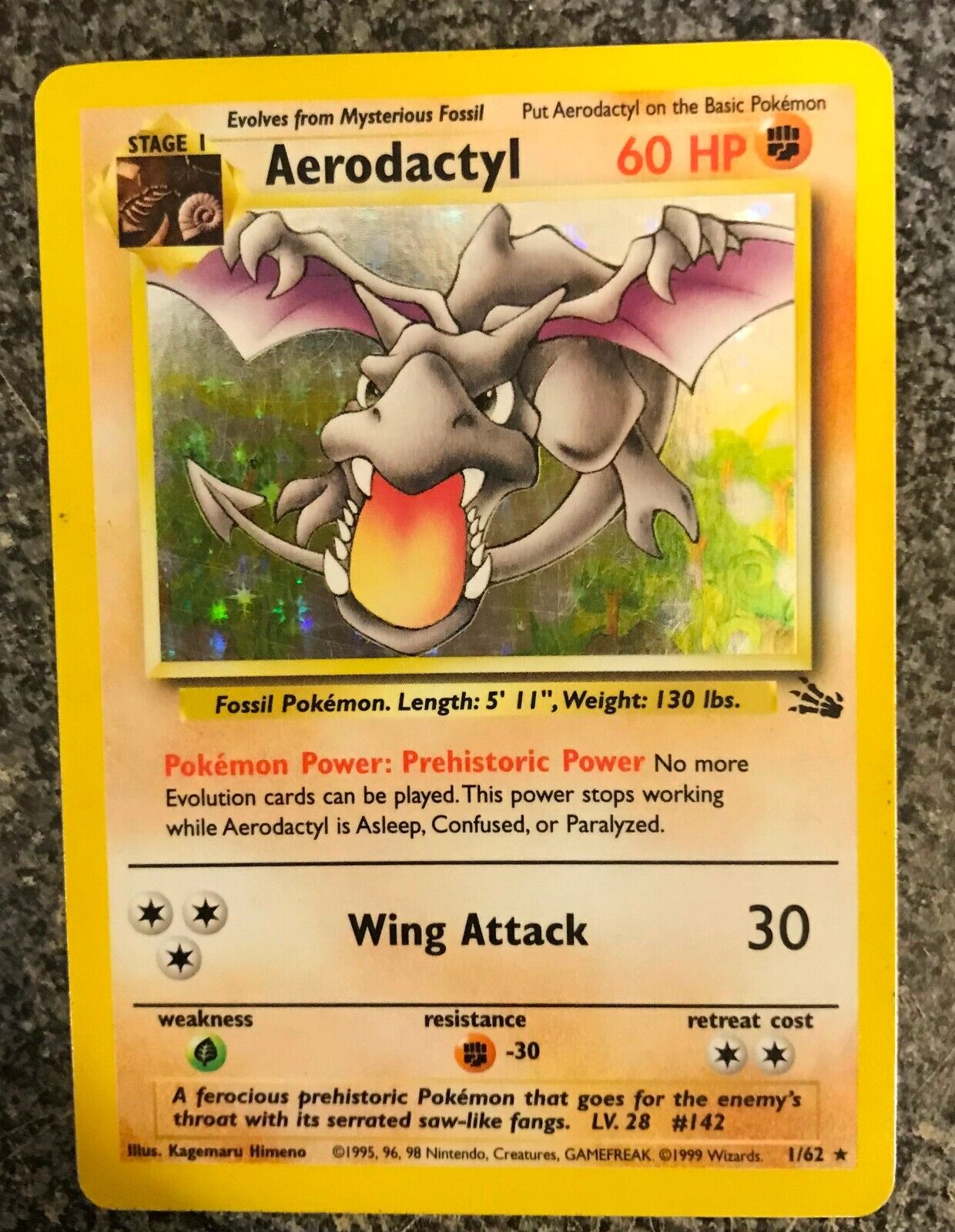 Near Mint Aerodactyl Holo Rare Fossil Set Collection 1/62 Original