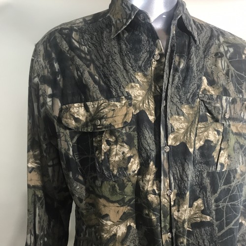 Game Winner Sports Wear Mens XL Button Front Long Sleeve Mossy Oak Camo Shirt - Picture 5 of 14