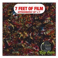 Hydrographic film Metallic American Free Skulls hydro dipping 7' x 20" hydro dip