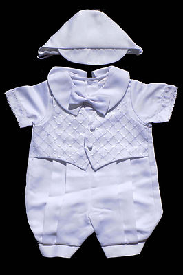Todder Christening Baptism Outfit  w/Hat , White,Sz: Medium, Large
