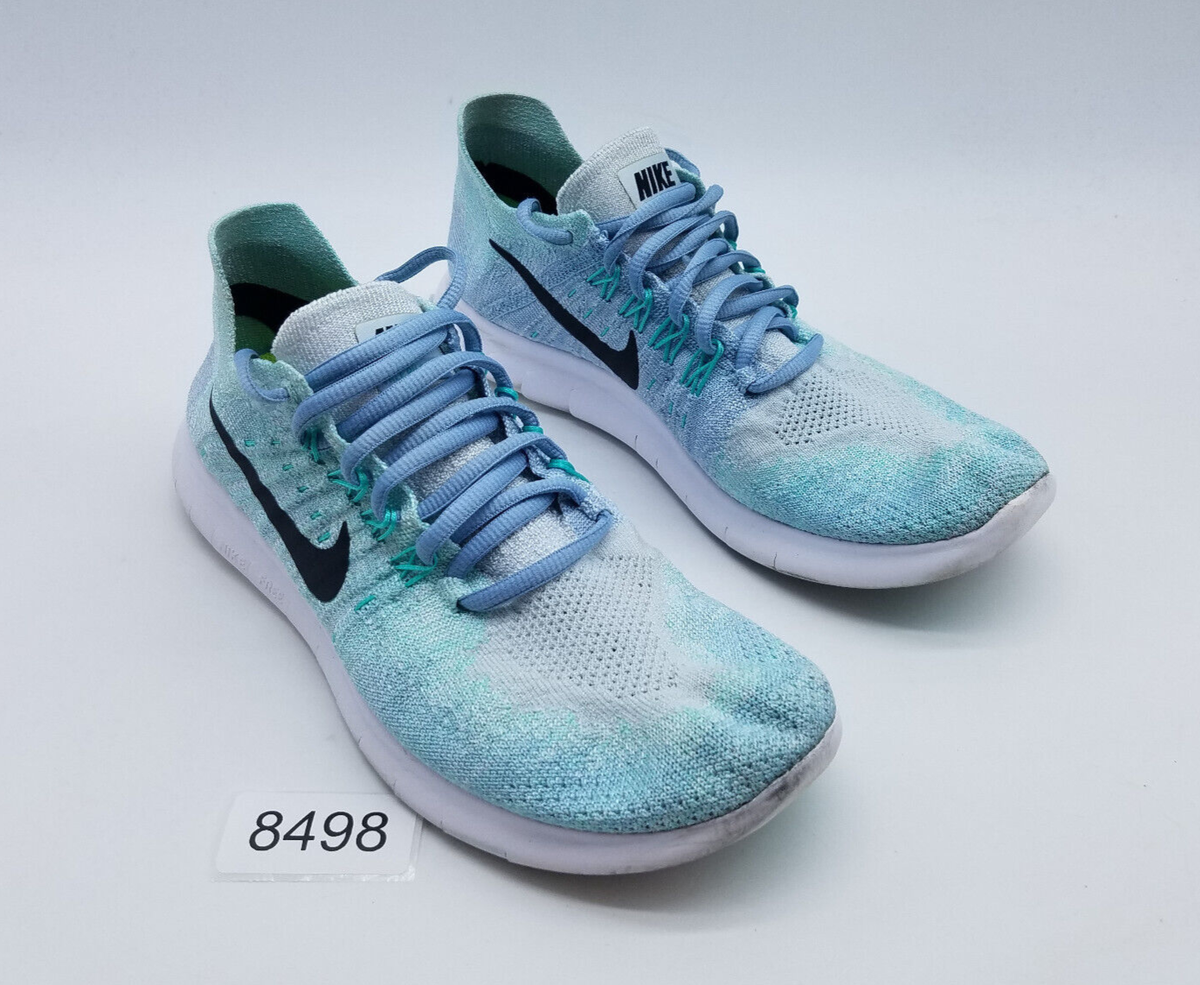 Nike Free RN Flyknit 2017 Women's Size Running Shoes Cyan Blue