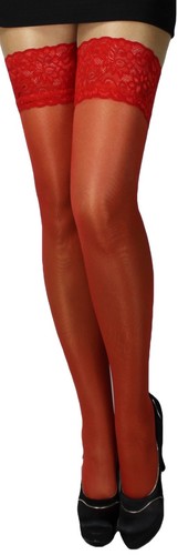 Halterlose Strümpfe Spitzenband breite Spitze Farben mit Lycra Gr S-XXL Naht EU - Bild 11 von 53