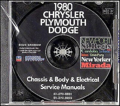 1980 Chrysler Plymouth Und Dodge CD Reparatur Werkstatt Handbuch 80 Auto Service