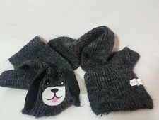 The Childrens Place Scarf Charcoal Black Puppy Dog One Size Animal Winter Knit