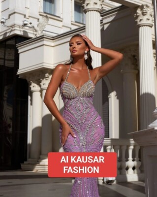 Mermaid Sequin Beaded Crystal Evening Maxi Dress for Women