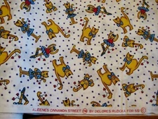 3 yards  Aleene's Cinnamon Street Delores Ruzicka SSI Fabric Tossed Cats
