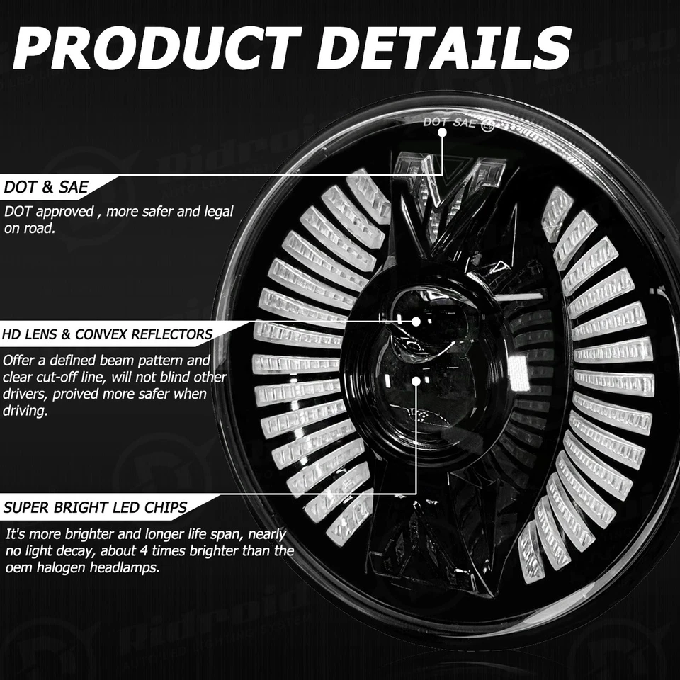 NEW 7" LED Headlights + 4" LED Fog Light Set For Jeep Wrangler JK JKU 2007-2018 - Image 4 of 4