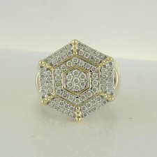 Men’s Classic Cluster Ring with Round Simulated Diamonds, 14K Yellow Gold Plated
