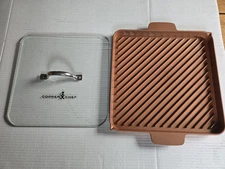 COPPER CHEF 12" GRILL PAN with 11" GLASS PRESS LID
