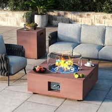 28 Inch Fire Pit Table Propane Fire Pit 40,000 BTU Gas Fire Pits 2-Piece With Ta