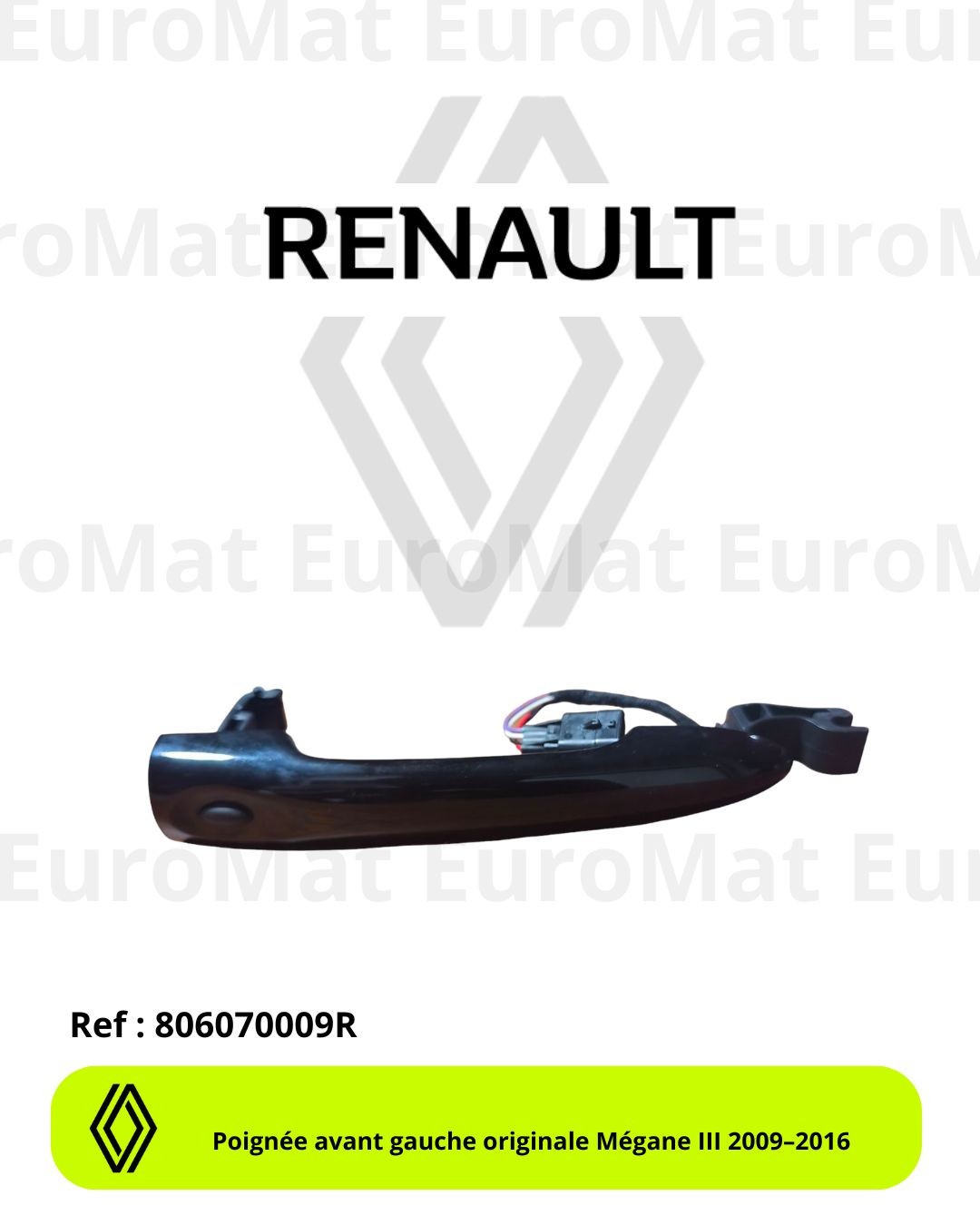 Poignée Renault Mégane III noire pour un confort quotidien d'ouverture porte conducteur