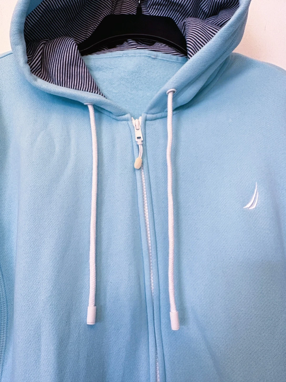 Nautica Men’s Full Zip Fleece Hoodie Blue Drawstring Sweatshirt Size M - product detail image 5