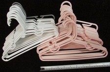 Lot of 39 Small Plastic PINK / WHITE / GRAY 12" Kid's CHILDREN'S CLOTHES HANGERS