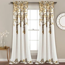 Tanisha Curtains - Light Filtering Window Panel Set, Pair - Floral Vine Print...