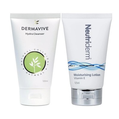 Neutriderm Pre-Makeup Skincare Combo, Vitamin E Moisturiser & Dermavive Cleanser