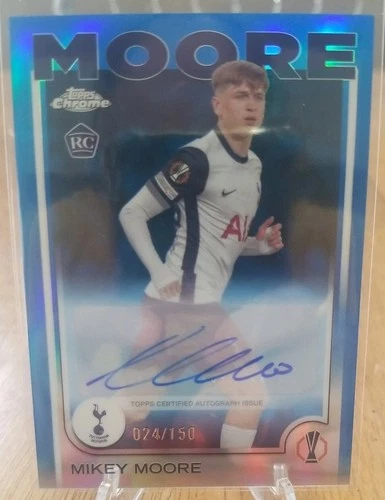 2024-25 Topps Chrome UEFA UCC #CA-MI MIKEY MOORE Blue Refractor Auto /150 RC